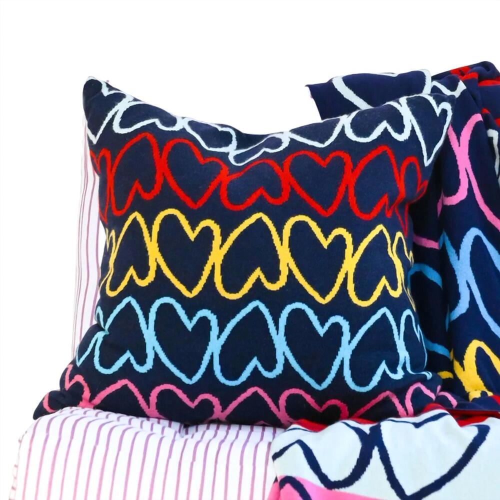 NEW KERRI ROSENTHAL imperfect heart stripe knit cashmere pillow in multi color